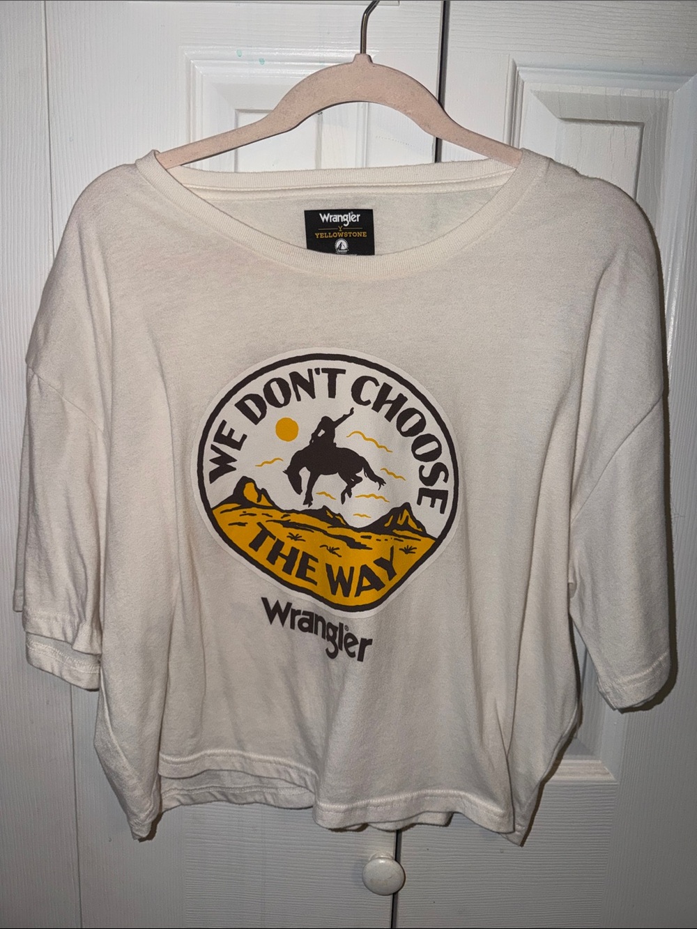Wrangler White Short-Sleeve Graphic Tee with Yellow & Black Logo